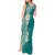 Plumeria Tank Maxi Dress Polynesian Tribal Frangipani Teal