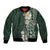 Plumeria Bomber Jacket Polynesian Tribal Frangipani Green