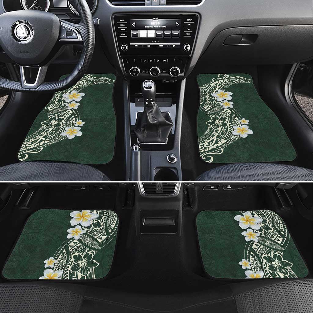 Plumeria Car Mats Polynesian Tribal Frangipani Green