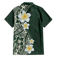 Plumeria Family Matching Long Sleeve Bodycon Dress and Hawaiian Shirt Polynesian Tribal Frangipani Green LT03 - Polynesian Pride