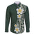 Plumeria Family Matching Long Sleeve Bodycon Dress and Hawaiian Shirt Polynesian Tribal Frangipani Green