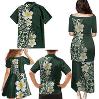 Plumeria Family Matching Puletasi and Hawaiian Shirt Polynesian Tribal Frangipani Green LT03 - Polynesian Pride
