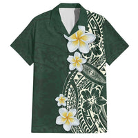 Plumeria Family Matching Short Sleeve Bodycon Dress and Hawaiian Shirt Polynesian Tribal Frangipani Green LT03 Dad's Shirt - Short Sleeve Green - Polynesian Pride