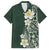 Plumeria Family Matching Short Sleeve Bodycon Dress and Hawaiian Shirt Polynesian Tribal Frangipani Green