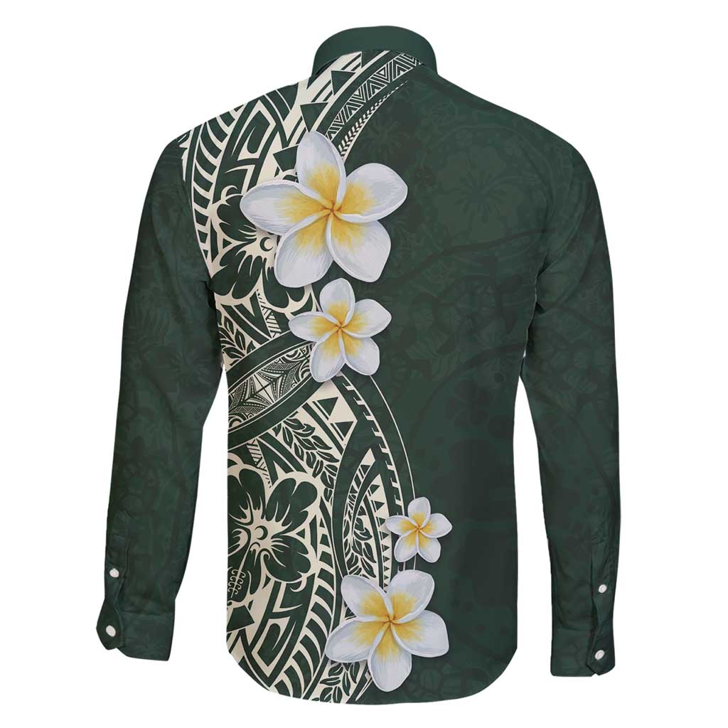 Plumeria Family Matching Short Sleeve Bodycon Dress and Hawaiian Shirt Polynesian Tribal Frangipani Green LT03 - Polynesian Pride