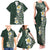 Plumeria Family Matching Tank Maxi Dress and Hawaiian Shirt Polynesian Tribal Frangipani Green