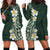 Plumeria Hoodie Dress Polynesian Tribal Frangipani Green