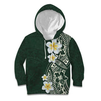 Plumeria Kid Hoodie Polynesian Tribal Frangipani Green