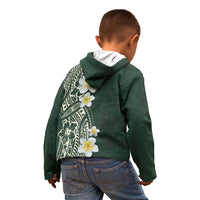 Plumeria Kid Hoodie Polynesian Tribal Frangipani Green