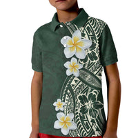 Plumeria Kid Polo Shirt Polynesian Tribal Frangipani Green
