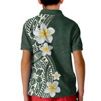 Plumeria Kid Polo Shirt Polynesian Tribal Frangipani Green