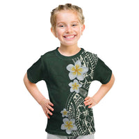 Plumeria Kid T Shirt Polynesian Tribal Frangipani Green