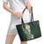 Plumeria Leather Tote Bag Polynesian Tribal Frangipani Green