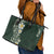 Plumeria Leather Tote Bag Polynesian Tribal Frangipani Green