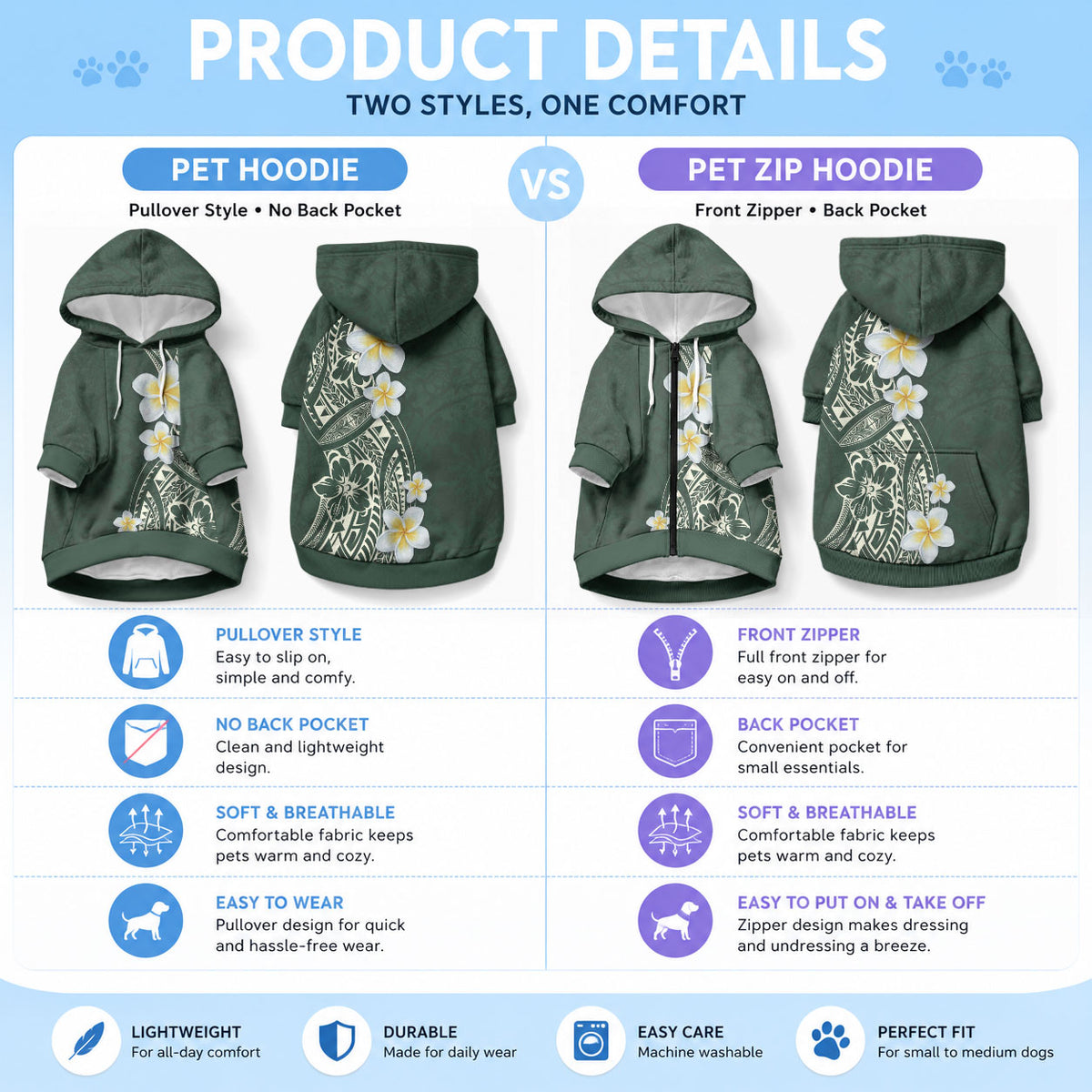 Plumeria Pet Hoodie