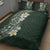 Plumeria Quilt Bed Set Polynesian Tribal Frangipani Green