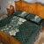 Plumeria Quilt Bed Set Polynesian Tribal Frangipani Green