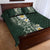 Plumeria Quilt Bed Set Polynesian Tribal Frangipani Green