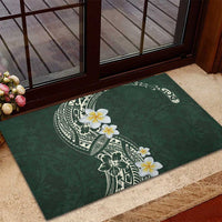 Plumeria Rubber Doormat Polynesian Tribal Frangipani Green