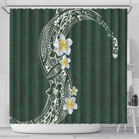 Plumeria Shower Curtain Polynesian Tribal Frangipani Green