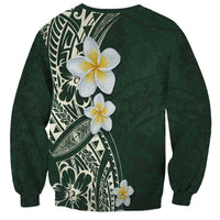 Plumeria Sweatshirt Polynesian Tribal Frangipani Green