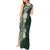 Plumeria Tank Maxi Dress Polynesian Tribal Frangipani Green