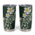 Polynesian Tattoos Frangipani Tumbler Cup Hibiscus Turtles and Tribal Motifs Vintage Floral - Green Color