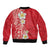 Plumeria Bomber Jacket Polynesian Tribal Frangipani Red