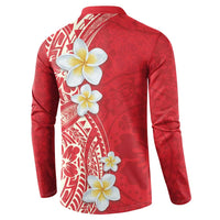 Plumeria Button Sweatshirt Polynesian Tribal Frangipani Red