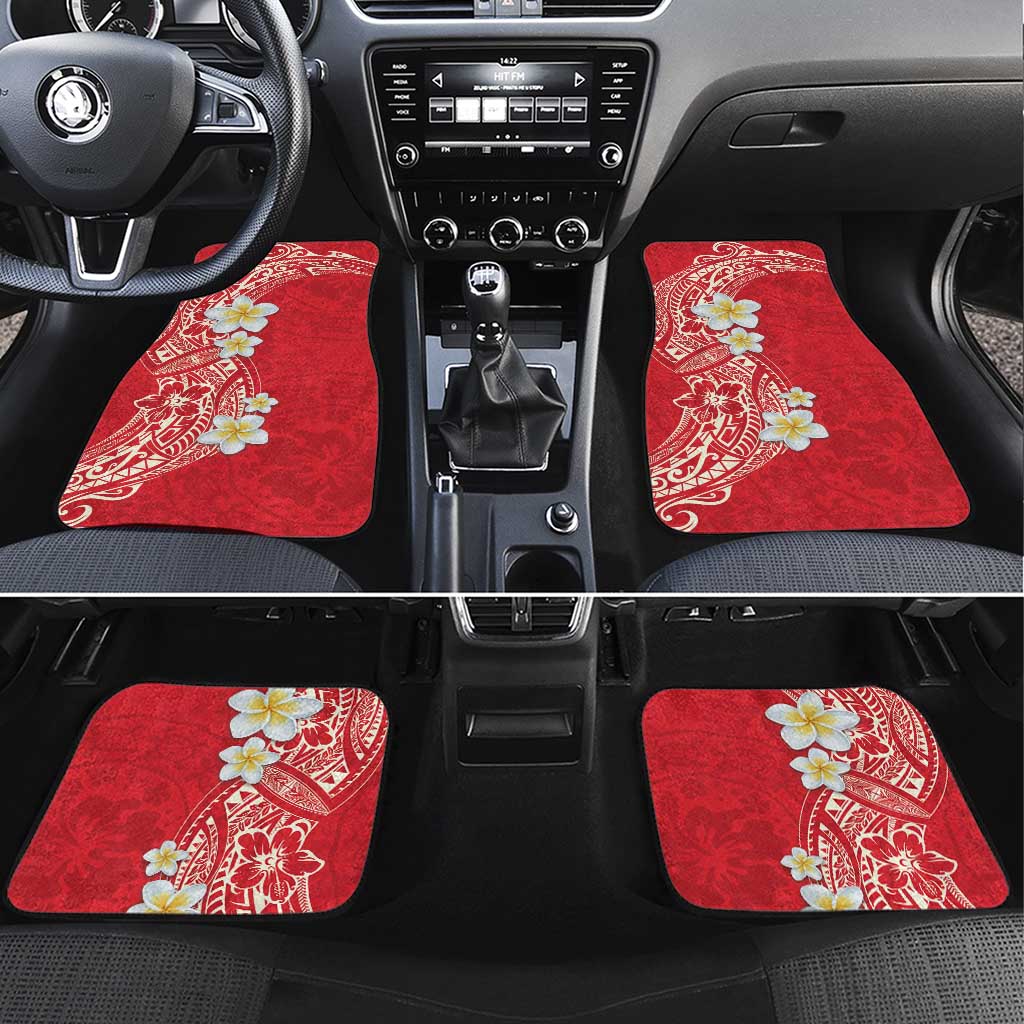 Plumeria Car Mats Polynesian Tribal Frangipani Red