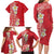 Plumeria Family Matching Long Sleeve Bodycon Dress and Hawaiian Shirt Polynesian Tribal Frangipani Red