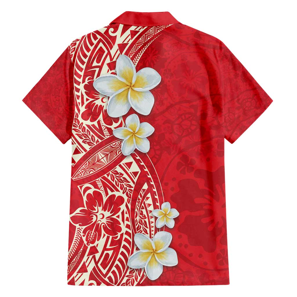 Plumeria Family Matching Puletasi and Hawaiian Shirt Polynesian Tribal Frangipani Red LT03 - Polynesian Pride