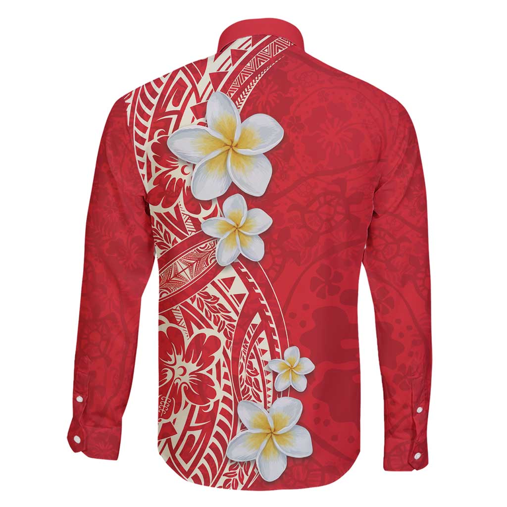 Plumeria Family Matching Short Sleeve Bodycon Dress and Hawaiian Shirt Polynesian Tribal Frangipani Red LT03 - Polynesian Pride