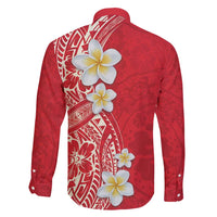 Plumeria Family Matching Short Sleeve Bodycon Dress and Hawaiian Shirt Polynesian Tribal Frangipani Red LT03 - Polynesian Pride