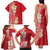 Plumeria Family Matching Tank Maxi Dress and Hawaiian Shirt Polynesian Tribal Frangipani Red