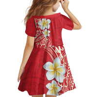 Plumeria Kid Short Sleeve Dress Polynesian Tribal Frangipani Red