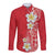 Plumeria Long Sleeve Button Shirt Polynesian Tribal Frangipani Red