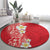 Plumeria Round Carpet Polynesian Tribal Frangipani Red