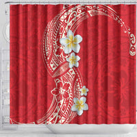 Plumeria Shower Curtain Polynesian Tribal Frangipani Red