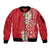 Plumeria Sleeve Zip Bomber Jacket Polynesian Tribal Frangipani Red