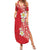 Plumeria Summer Maxi Dress Polynesian Tribal Frangipani Red