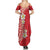 Plumeria Summer Maxi Dress Polynesian Tribal Frangipani Red