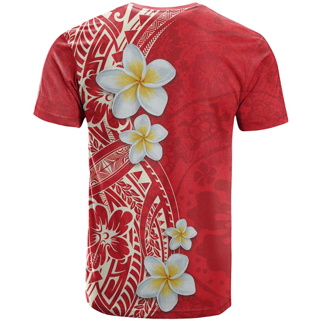 Plumeria T Shirt Polynesian Tribal Frangipani Red