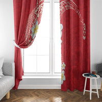 Plumeria Window Curtain Polynesian Tribal Frangipani Red