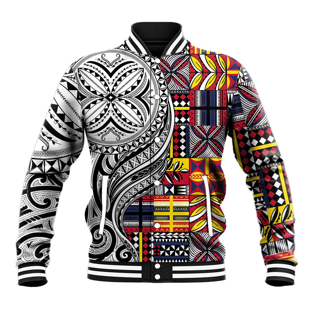 Niue Hiapo and Maori Decoration Tattoos Baseball Jacket - Polynesian Pride