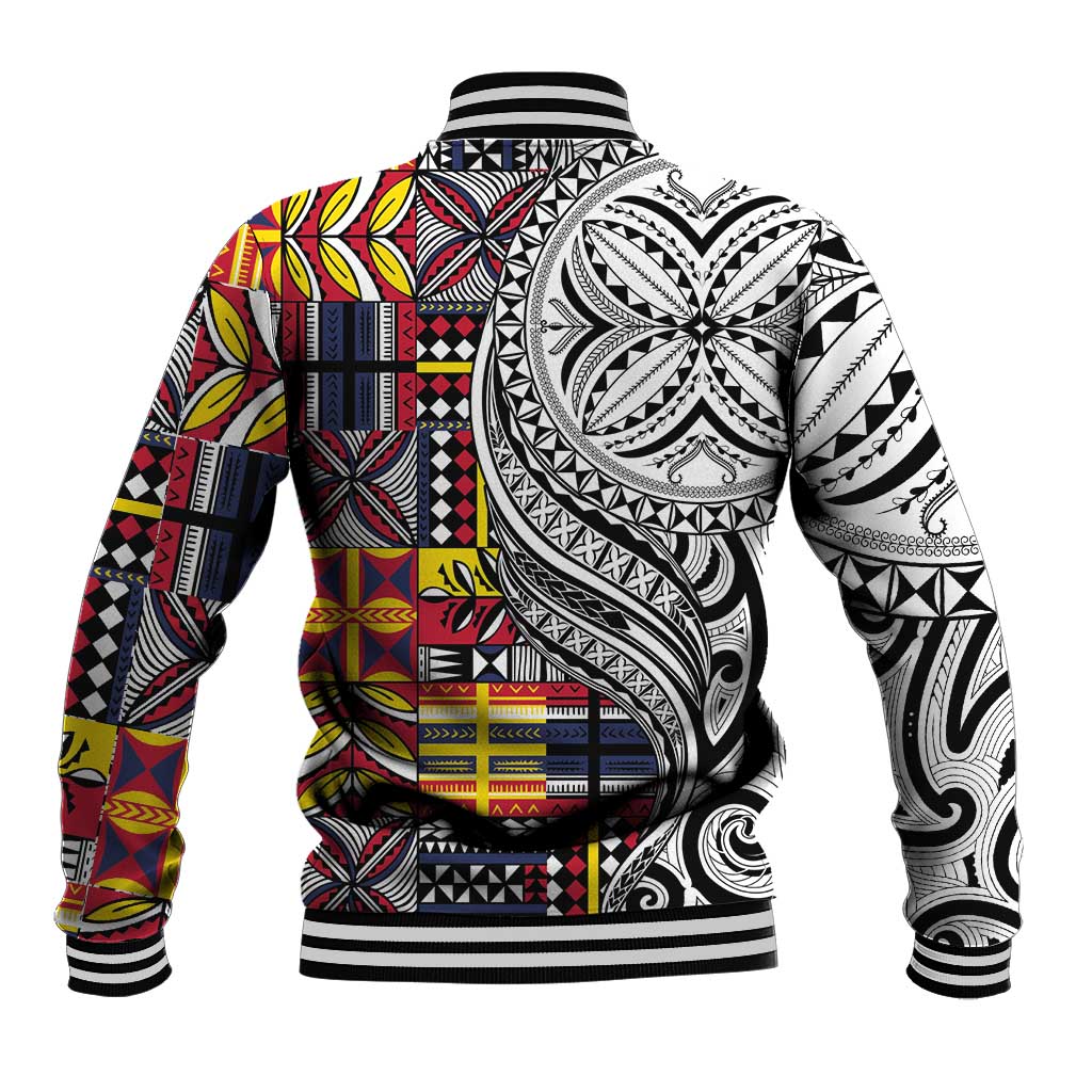 Niue Hiapo and Maori Decoration Tattoos Baseball Jacket - Polynesian Pride