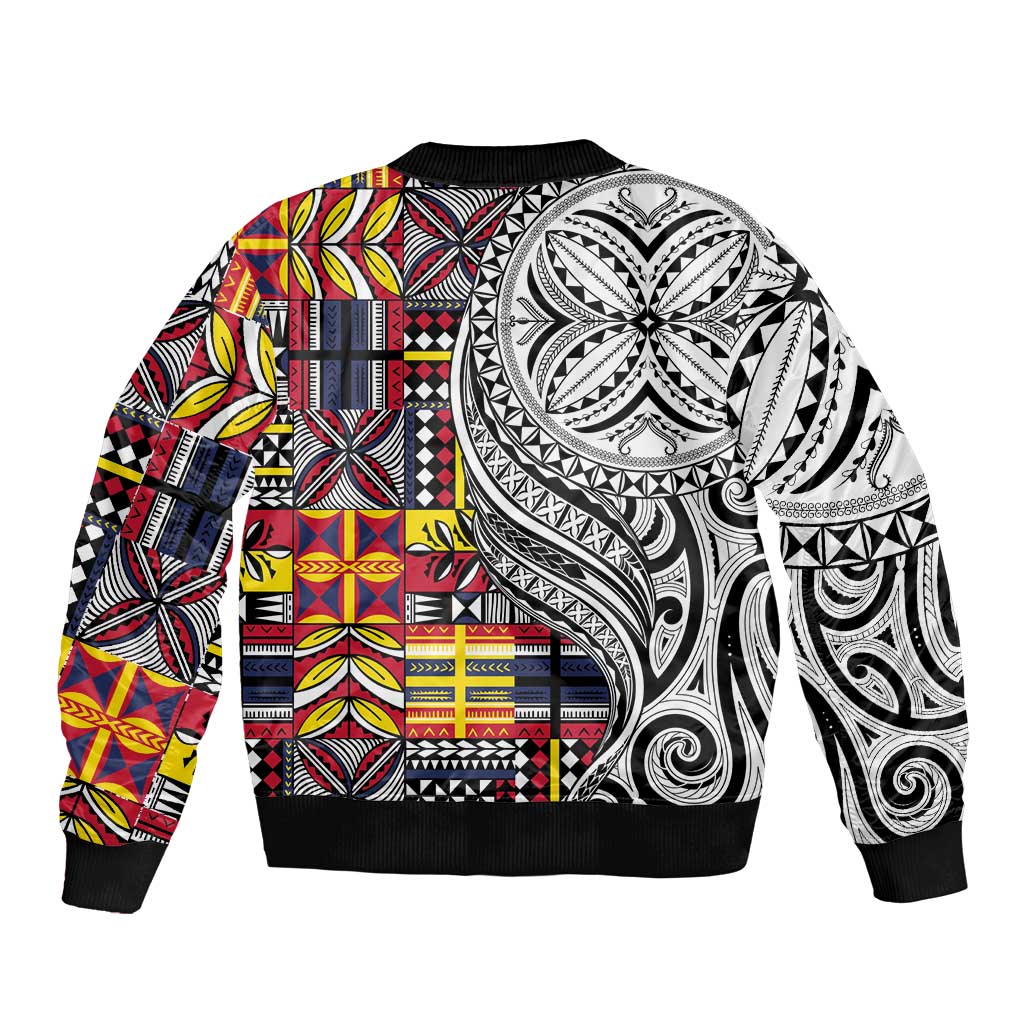 Niue Hiapo and Maori Decoration Tattoos Bomber Jacket - Polynesian Pride