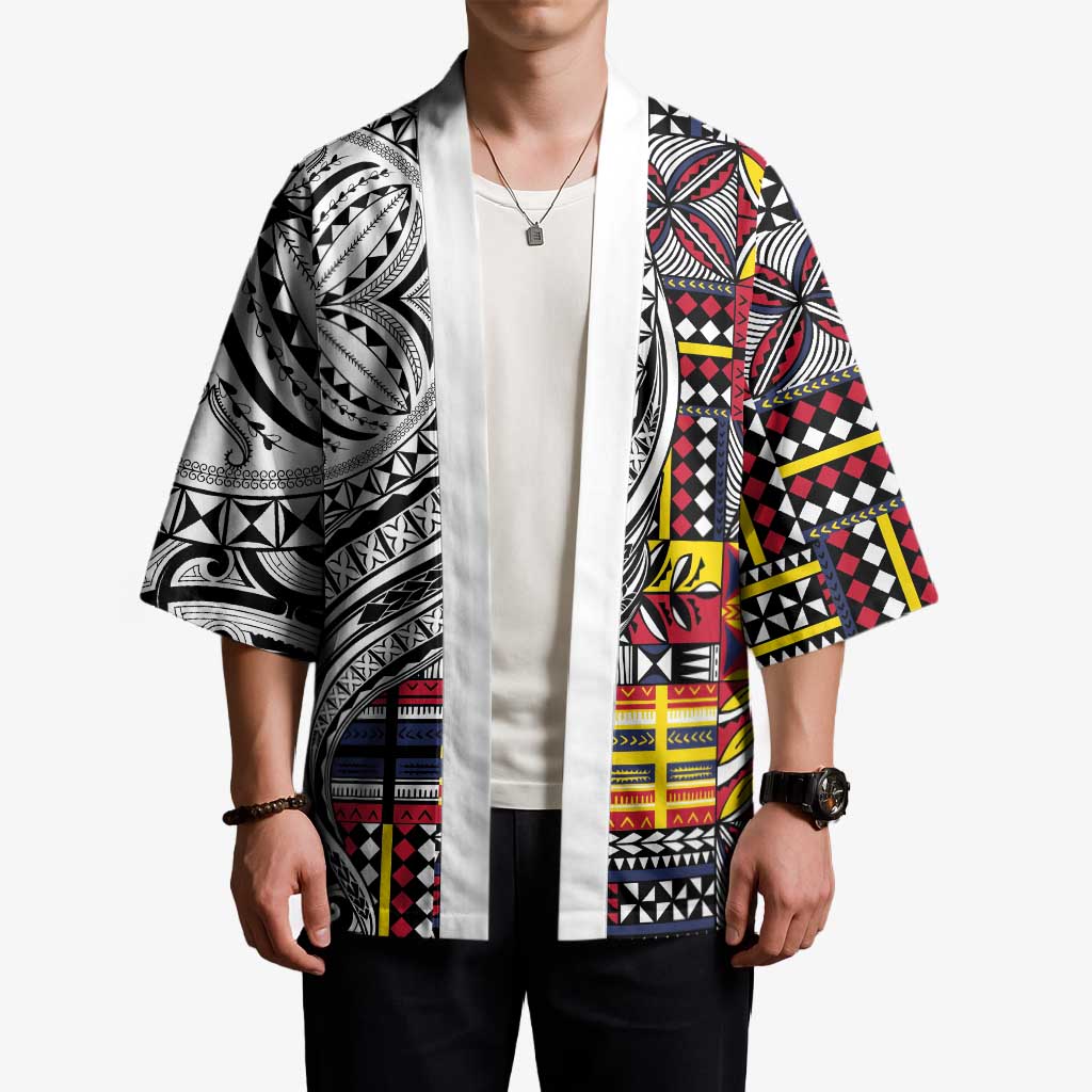 Niue Hiapo and Maori Decoration Tattoos Kimono - Polynesian Pride