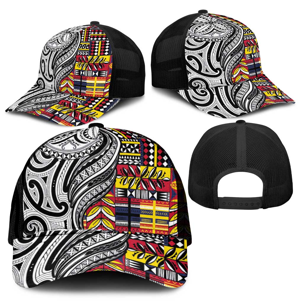 Niue Hiapo and Maori Decoration Tattoos Mesh Trucker Cap - Polynesian Pride