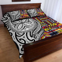 Niue Hiapo and Maori Decoration Tattoos Quilt Bed Set - Polynesian Pride